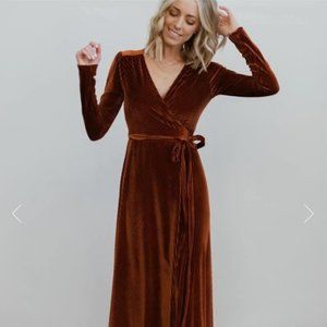 Baltic Born Jada Ribbed Velvet Wrap Dress